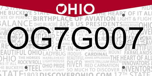 OG7G007 Ohio License Plate