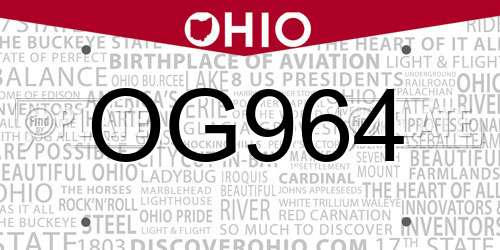 OG964 Ohio License Plate