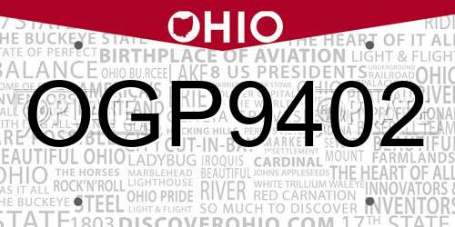 OGP9402 Ohio License Plate