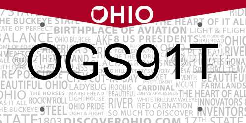 OGS91T Ohio License Plate