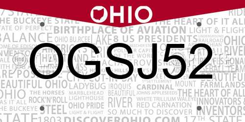 OGSJ52 Ohio License Plate