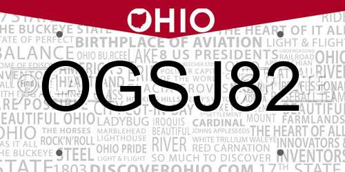 OGSJ82 Ohio License Plate