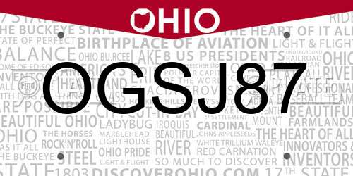 OGSJ87 Ohio License Plate