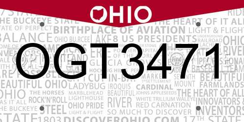 OGT3471 Ohio License Plate