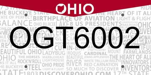 OGT6002 Ohio License Plate