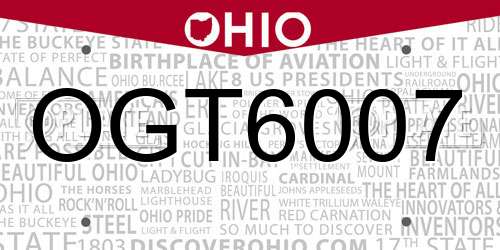 OGT6007 Ohio License Plate