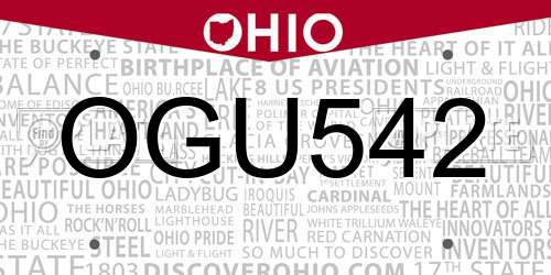 OGU542 Ohio License Plate