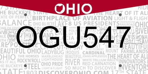 OGU547 Ohio License Plate