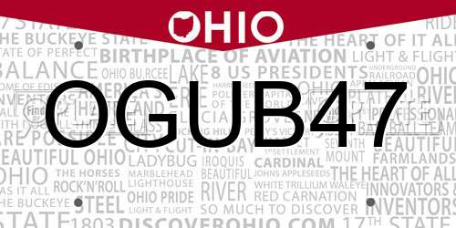 OGUB47 Ohio License Plate