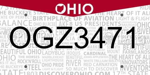 OGZ3471 Ohio License Plate