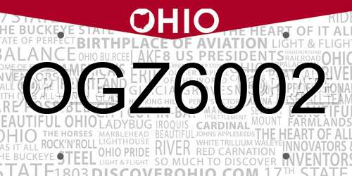 OGZ6002 Ohio License Plate