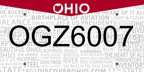 OGZ6007 Ohio License Plate