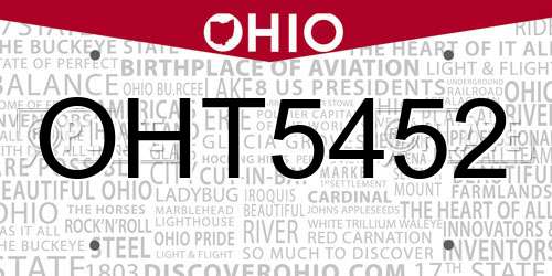 OHT5452 Ohio License Plate