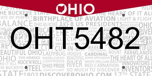 OHT5482 Ohio License Plate