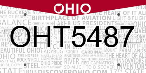 OHT5487 Ohio License Plate