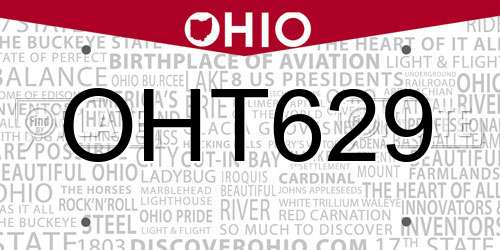 OHT629 Ohio License Plate