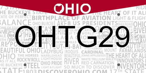 OHTG29 Ohio License Plate