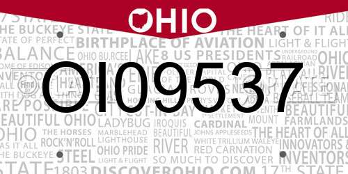 OI09537 Ohio License Plate