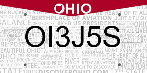 OI3J5S Ohio License Plate