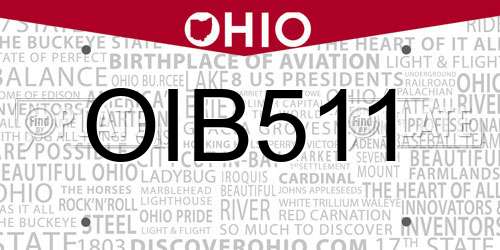 OIB511 Ohio License Plate