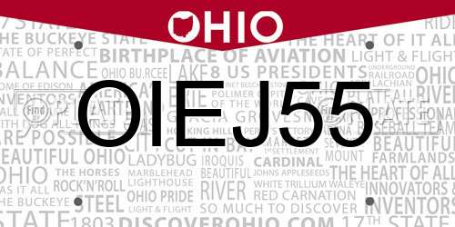 OIEJ55 Ohio License Plate
