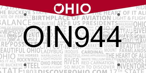 OIN944 Ohio License Plate