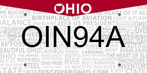 OIN94A Ohio License Plate
