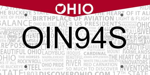 OIN94S Ohio License Plate