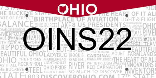 OINS22 Ohio License Plate