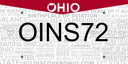 OINS72 Ohio License Plate