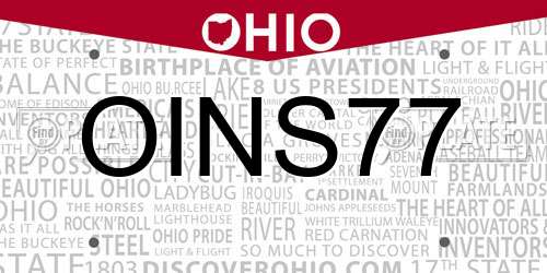 OINS77 Ohio License Plate