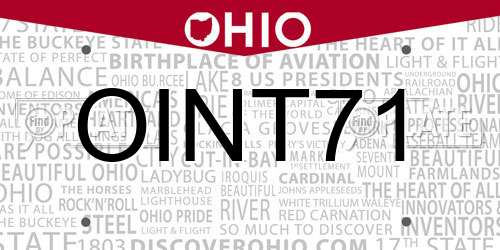 OINT71 Ohio License Plate
