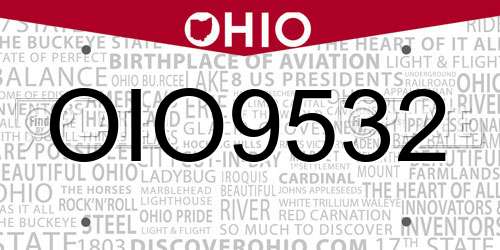 OIO9532 Ohio License Plate