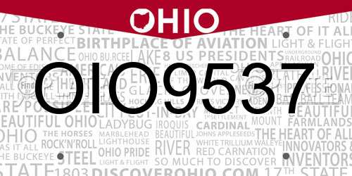 OIO9537 Ohio License Plate