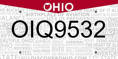 OIQ9532 Ohio License Plate