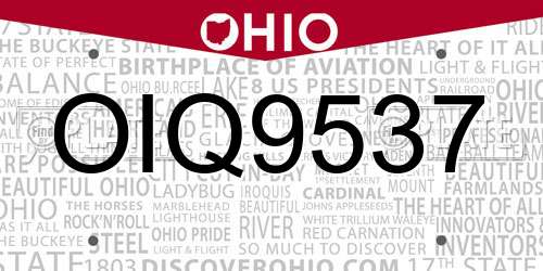 OIQ9537 Ohio License Plate