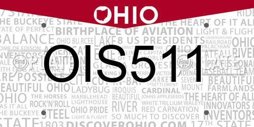 OIS511 Ohio License Plate