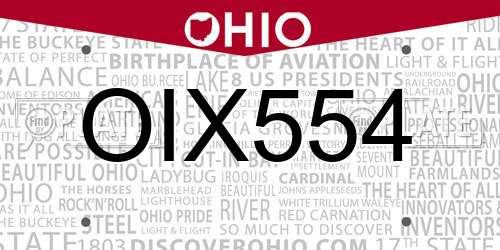 OIX554 Ohio License Plate