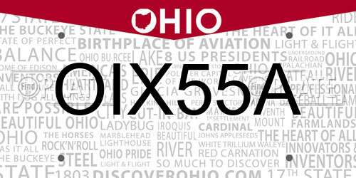 OIX55A Ohio License Plate