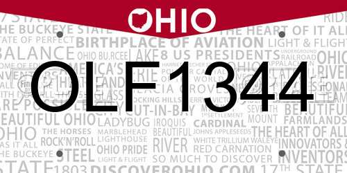 OLF1344 Ohio License Plate