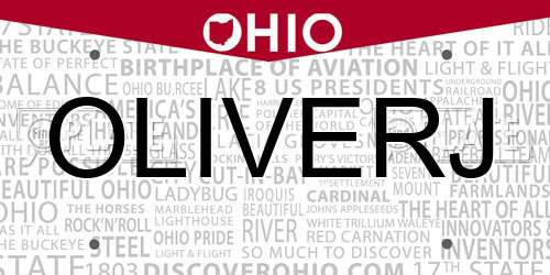 OLIVERJ Ohio License Plate