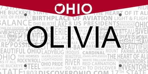 OLIVIA Ohio License Plate
