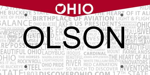 OLSON Ohio License Plate