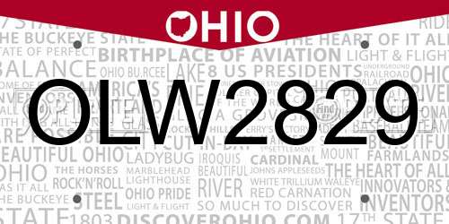 OLW2829 Ohio License Plate