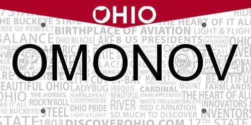 OMONOV Ohio License Plate
