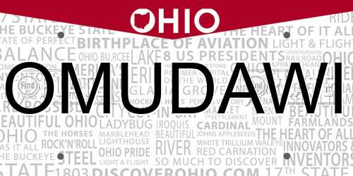 OMUDAWI Ohio License Plate