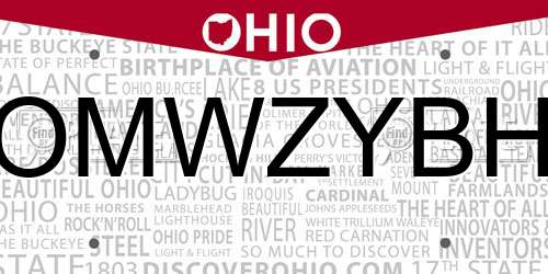 OMWZYBH Ohio License Plate