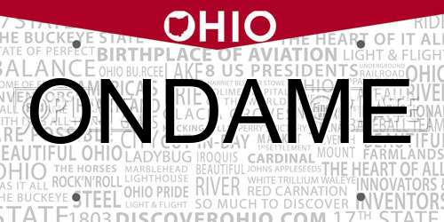 ONDAME Ohio License Plate