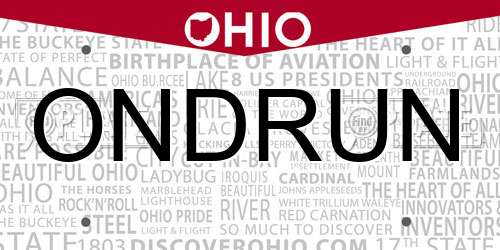 ONDRUN Ohio License Plate