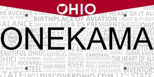 ONEKAMA Ohio License Plate